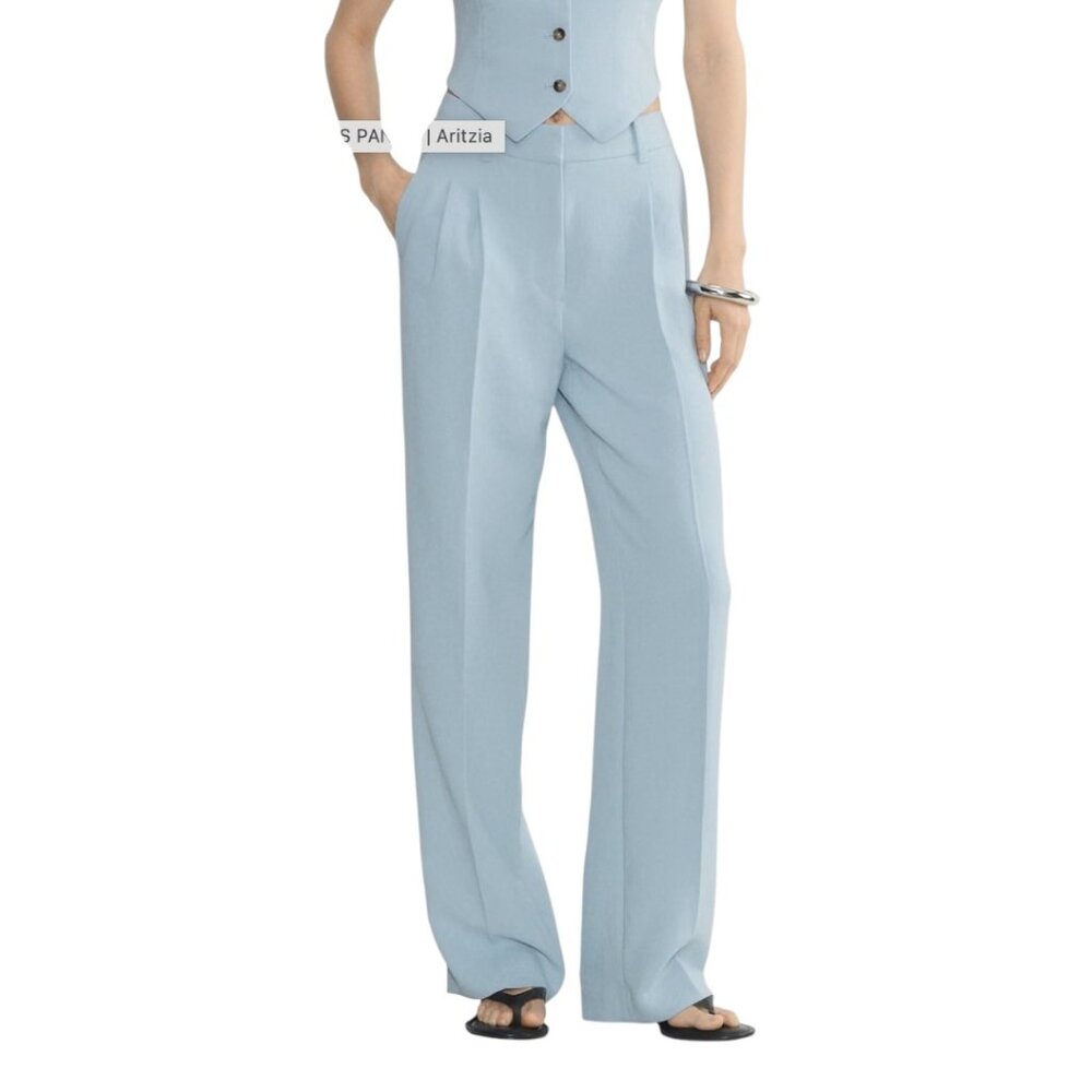 NWT  ($148) - Aritzia Effortless Pant - Crepette, Dew Blue, Size 12